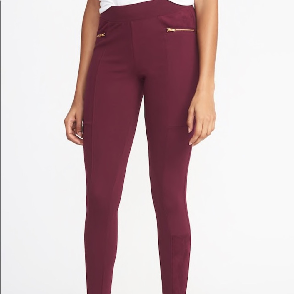 Stevie Ponte-Knit Suede Trim Zip Panel Pants